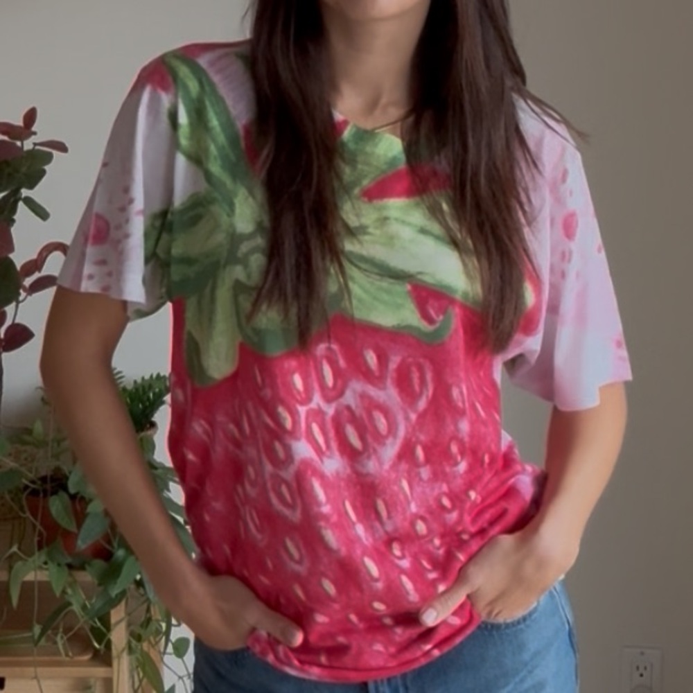 SOLD Medium New American Apparel Strawberry Print Graphic Top